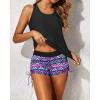 imageYonique 3 Piece Tankini Swimsuits for Women Swim Tank Top Bathing Suits with Boy Shorts and Bra Athletic SwimwearColorful Geometry