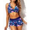 imageYonique 3 Piece Tankini Swimsuits for Women Swim Tank Top Bathing Suits with Boy Shorts and Bra Athletic SwimwearFlamingo