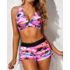 imageYonique 3 Piece Tankini Swimsuits for Women Swim Tank Top Bathing Suits with Boy Shorts and Bra Athletic SwimwearPink Tree