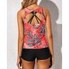 imageYonique 3 Piece Tankini Swimsuits for Women Swim Tank Top Bathing Suits with Boy Shorts and Bra Athletic SwimwearRed Floral