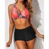 imageYonique 3 Piece Tankini Swimsuits for Women Swim Tank Top Bathing Suits with Boy Shorts and Bra Athletic SwimwearRed Floral