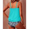 imageYonique Two Piece Blouson Tankini Swimsuits for Women Modest Bathing Suits Loose Fit SwimwearAqua Green Floral
