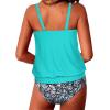 imageYonique Two Piece Blouson Tankini Swimsuits for Women Modest Bathing Suits Loose Fit SwimwearAqua Green Floral
