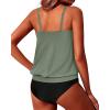 imageYonique Two Piece Blouson Tankini Swimsuits for Women Modest Bathing Suits Loose Fit SwimwearArmy Green
