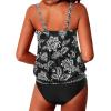 imageYonique Two Piece Blouson Tankini Swimsuits for Women Modest Bathing Suits Loose Fit SwimwearBlack Foral