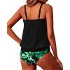 imageYonique Two Piece Blouson Tankini Swimsuits for Women Modest Bathing Suits Loose Fit SwimwearBlack Leaves