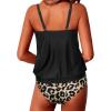 imageYonique Two Piece Blouson Tankini Swimsuits for Women Modest Bathing Suits Loose Fit SwimwearBlack Leopard