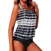 imageYonique Two Piece Blouson Tankini Swimsuits for Women Modest Bathing Suits Loose Fit SwimwearBlackwhite Tribal 02