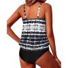 imageYonique Two Piece Blouson Tankini Swimsuits for Women Modest Bathing Suits Loose Fit SwimwearBlackwhite Tribal 02