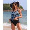 imageYonique Two Piece Blouson Tankini Swimsuits for Women Modest Bathing Suits Loose Fit SwimwearBlue Paisley