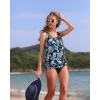 imageYonique Two Piece Blouson Tankini Swimsuits for Women Modest Bathing Suits Loose Fit SwimwearBlue Paisley