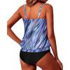 imageYonique Two Piece Blouson Tankini Swimsuits for Women Modest Bathing Suits Loose Fit SwimwearBlue Striped