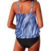 imageYonique Two Piece Blouson Tankini Swimsuits for Women Modest Bathing Suits Loose Fit SwimwearBlue Striped