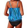 imageYonique Two Piece Blouson Tankini Swimsuits for Women Modest Bathing Suits Loose Fit SwimwearBlue Wavy Pattern