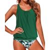 imageYonique Two Piece Blouson Tankini Swimsuits for Women Modest Bathing Suits Loose Fit SwimwearGreen Floral