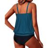 imageYonique Two Piece Blouson Tankini Swimsuits for Women Modest Bathing Suits Loose Fit SwimwearMalachite Green