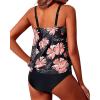 imageYonique Two Piece Blouson Tankini Swimsuits for Women Modest Bathing Suits Loose Fit SwimwearPink Orange