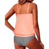 imageYonique Two Piece Blouson Tankini Swimsuits for Women Modest Bathing Suits Loose Fit SwimwearPink Striped 02