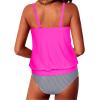 imageYonique Two Piece Blouson Tankini Swimsuits for Women Modest Bathing Suits Loose Fit SwimwearPink and Stripe