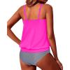 imageYonique Two Piece Blouson Tankini Swimsuits for Women Modest Bathing Suits Loose Fit SwimwearPink and Stripe