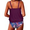 imageYonique Two Piece Blouson Tankini Swimsuits for Women Modest Bathing Suits Loose Fit SwimwearPurple Leaf