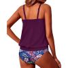 imageYonique Two Piece Blouson Tankini Swimsuits for Women Modest Bathing Suits Loose Fit SwimwearPurple Leaf
