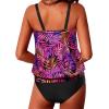 imageYonique Two Piece Blouson Tankini Swimsuits for Women Modest Bathing Suits Loose Fit SwimwearPurple Pink Leaves