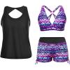 imageYonique 3 Piece Tankini Swimsuits for Women Swim Tank Top Bathing Suits with Boy Shorts and Bra Athletic SwimwearColorful Geometry