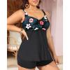imageYonique Plus Size Tankini Swimsuits for Women Tankini with Shorts Two Piece Bathing Suits Flowy SwimwearBlack Floral