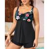 imageYonique Plus Size Tankini Swimsuits for Women Tankini with Shorts Two Piece Bathing Suits Flowy SwimwearBlack Floral