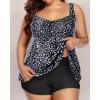 imageYonique Plus Size Tankini Swimsuits for Women Tankini with Shorts Two Piece Bathing Suits Flowy SwimwearBlack Polka Dot