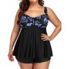 imageYonique Plus Size Tankini Swimsuits for Women Tankini with Shorts Two Piece Bathing Suits Flowy SwimwearBlack and Blue Paisley