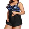 imageYonique Plus Size Tankini Swimsuits for Women Tankini with Shorts Two Piece Bathing Suits Flowy SwimwearBlack and Blue Paisley