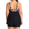 imageYonique Plus Size Tankini Swimsuits for Women Tankini with Shorts Two Piece Bathing Suits Flowy SwimwearBlack and Blue Paisley