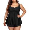 imageYonique Plus Size Tankini Swimsuits for Women Tankini with Shorts Two Piece Bathing Suits Flowy SwimwearBlack1