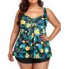 imageYonique Plus Size Tankini Swimsuits for Women Tankini with Shorts Two Piece Bathing Suits Flowy SwimwearBlackgreen Floral