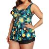 imageYonique Plus Size Tankini Swimsuits for Women Tankini with Shorts Two Piece Bathing Suits Flowy SwimwearBlackgreen Floral