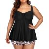 imageYonique Plus Size Tankini Swimsuits for Women Tankini with Shorts Two Piece Bathing Suits Flowy SwimwearBlackleopard