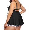 imageYonique Plus Size Tankini Swimsuits for Women Tankini with Shorts Two Piece Bathing Suits Flowy SwimwearBlackleopard
