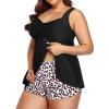 imageYonique Plus Size Tankini Swimsuits for Women Tankini with Shorts Two Piece Bathing Suits Flowy SwimwearBlackleopard