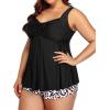 imageYonique Plus Size Tankini Swimsuits for Women Tankini with Shorts Two Piece Bathing Suits Flowy SwimwearBlackleopard