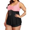 imageYonique Plus Size Tankini Swimsuits for Women Tankini with Shorts Two Piece Bathing Suits Flowy SwimwearBlackpink