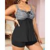 imageYonique Plus Size Tankini Swimsuits for Women Tankini with Shorts Two Piece Bathing Suits Flowy SwimwearBlackwhite Striped