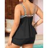 imageYonique Plus Size Tankini Swimsuits for Women Tankini with Shorts Two Piece Bathing Suits Flowy SwimwearBlackwhite Striped