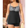 imageYonique Plus Size Tankini Swimsuits for Women Tankini with Shorts Two Piece Bathing Suits Flowy SwimwearBlackwhite Striped