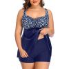 imageYonique Plus Size Tankini Swimsuits for Women Tankini with Shorts Two Piece Bathing Suits Flowy SwimwearBlue Dot