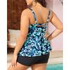imageYonique Plus Size Tankini Swimsuits for Women Tankini with Shorts Two Piece Bathing Suits Flowy SwimwearBlue Floral