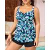 imageYonique Plus Size Tankini Swimsuits for Women Tankini with Shorts Two Piece Bathing Suits Flowy SwimwearBlue Floral