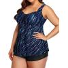 imageYonique Plus Size Tankini Swimsuits for Women Tankini with Shorts Two Piece Bathing Suits Flowy SwimwearBlue Galaxy