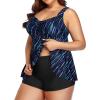 imageYonique Plus Size Tankini Swimsuits for Women Tankini with Shorts Two Piece Bathing Suits Flowy SwimwearBlue Galaxy